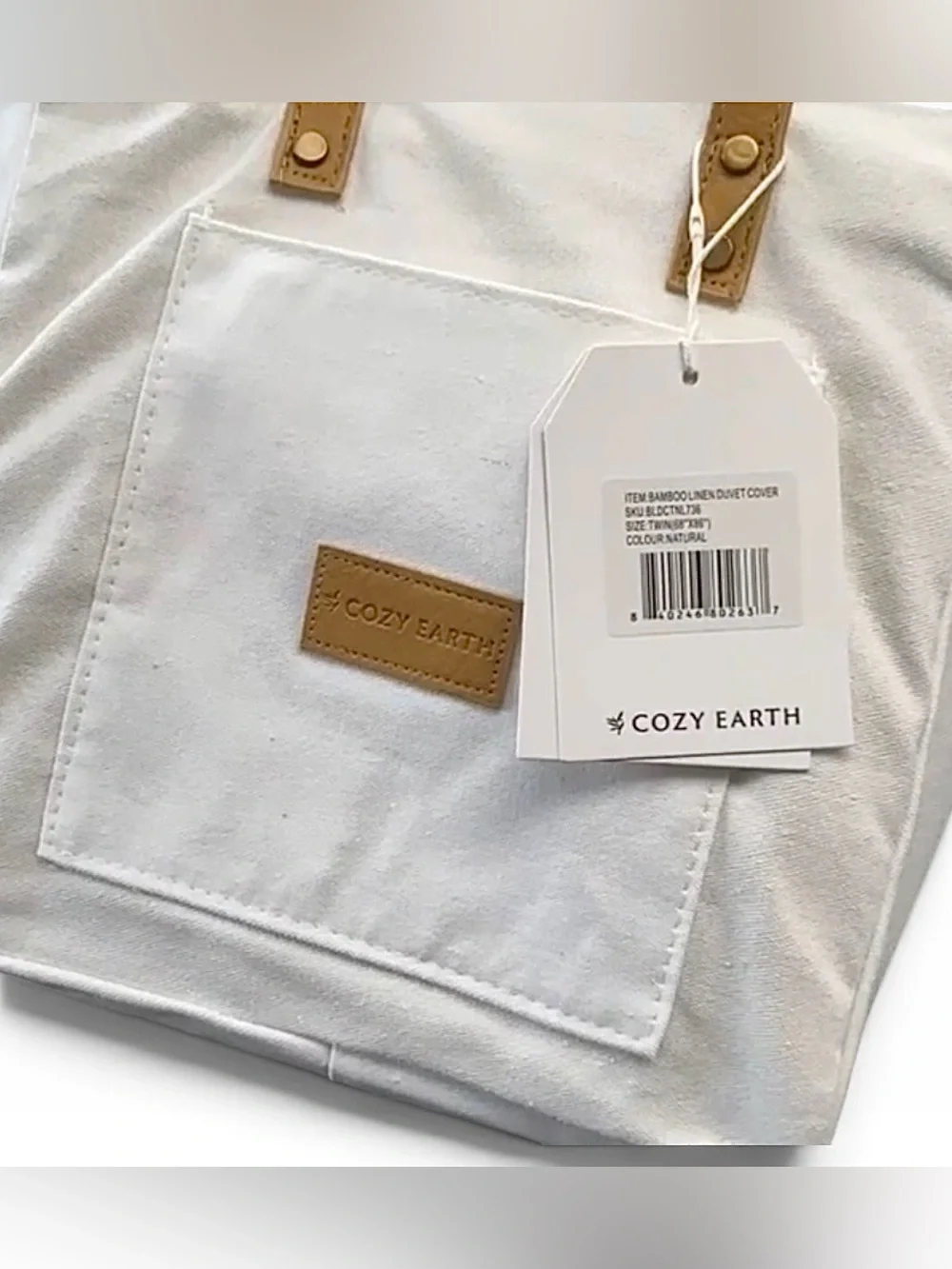 NEW COZY EARTH Luxury Bamboo Linen Duvet Cover Comforter in Natural Sz Twin